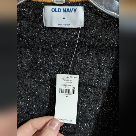 NWT M Black fuzzy sparkle cardigan - old navy - Picture 4 of 5